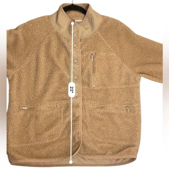 Pink snap front Sherpa lightweight jacket teddy fleece light brown small - Picture 4 of 7